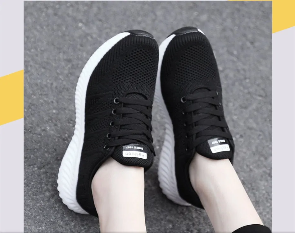 Lace-up Shoes Non-Slip Wear-Resistant Soft Running Shoes Tennis Big Size Breathable Sports Sneakers For Women