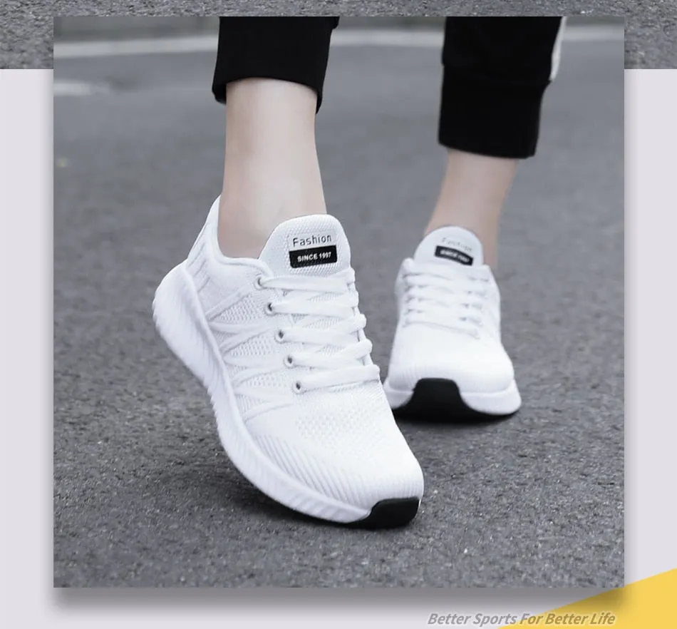 Lace-up Shoes Non-Slip Wear-Resistant Soft Running Shoes Tennis Big Size Breathable Sports Sneakers For Women