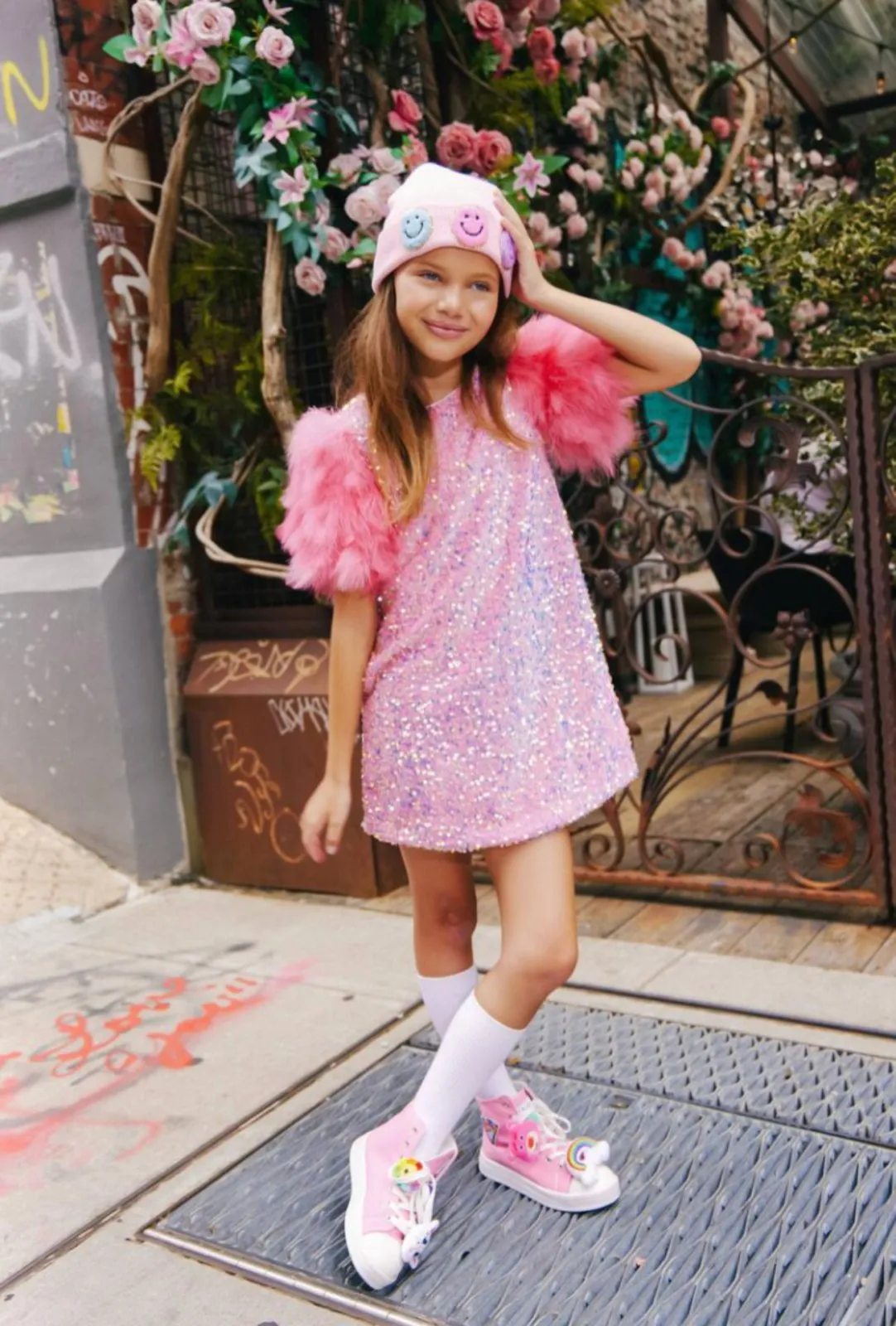 Lola and The Boys Rose Feather Sequin Dress