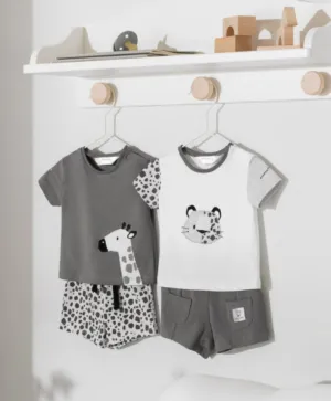 Mayoral Baby Boys EcoFriends Grey Animals 4 Piece Shorts Set