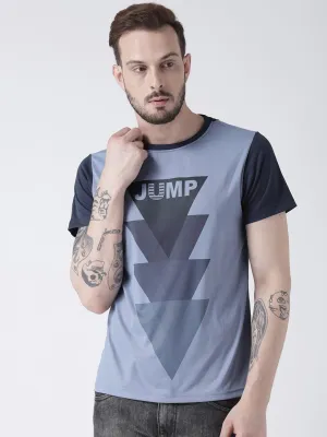 Men Blue Graphic Round Neck T-shirt