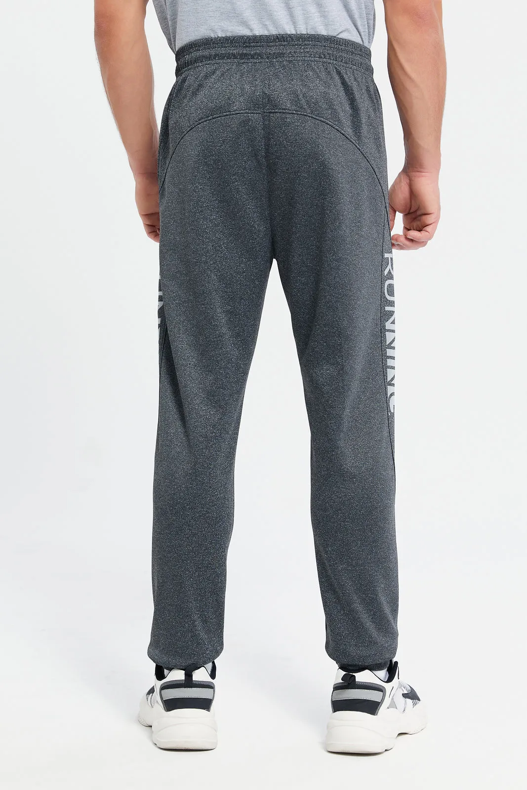 Men Charcoal Side Print Active Pants