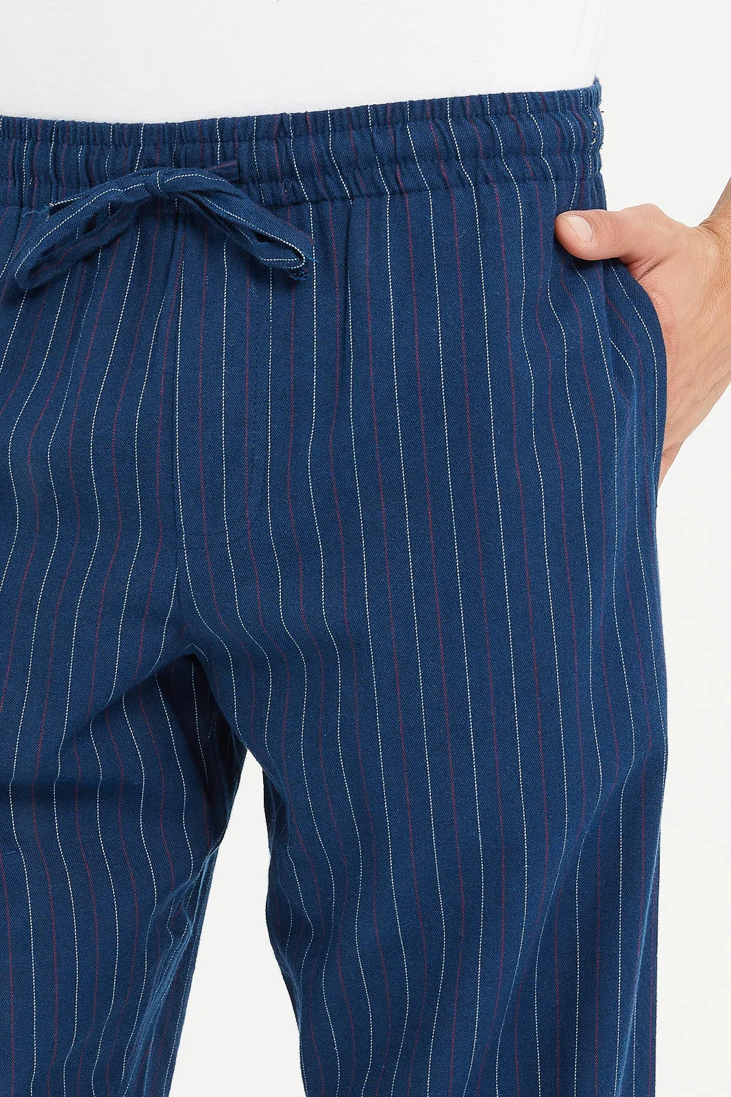 Men Navy Striped Pyjama Bottom