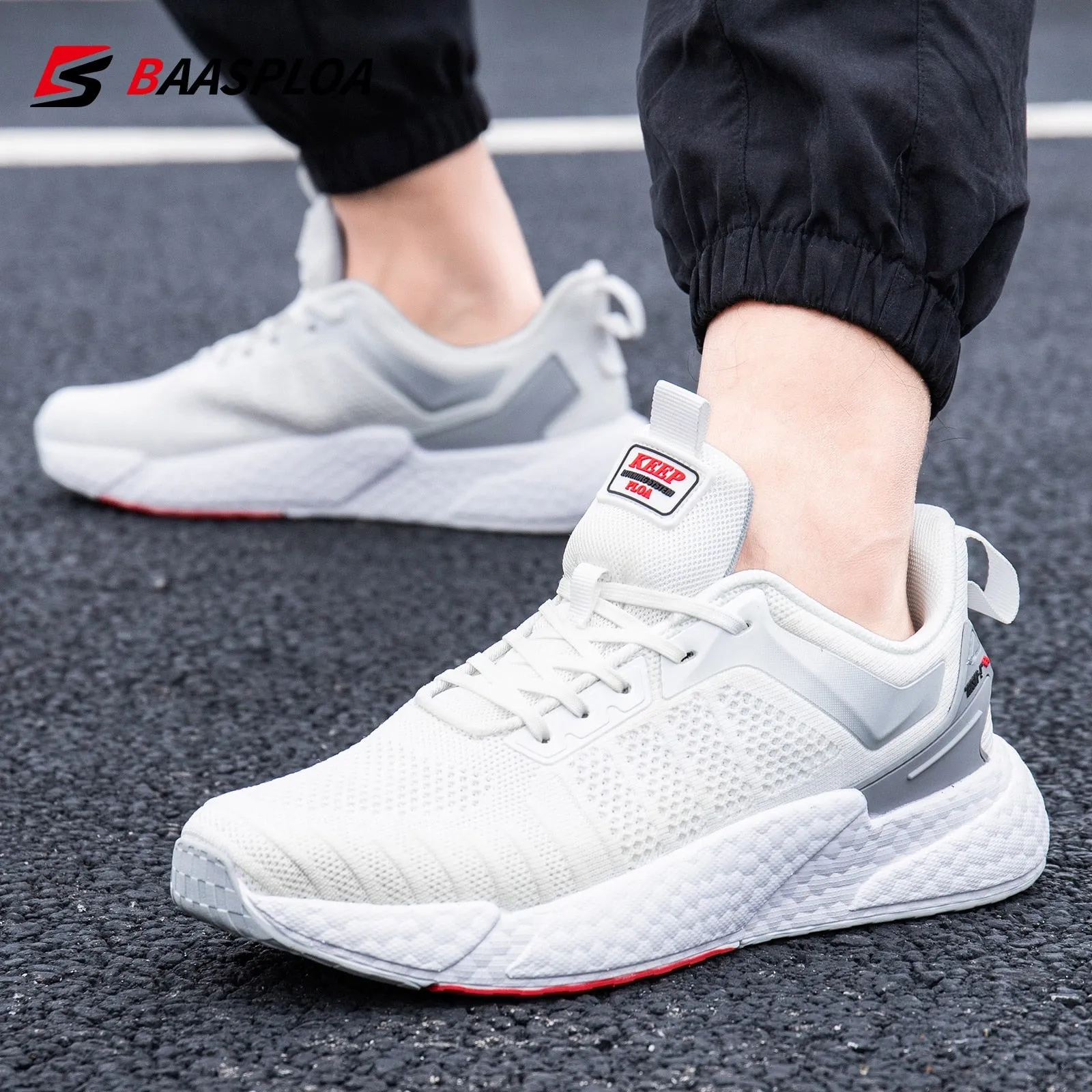 Men's Comfortable Knit Walking Shoes Breathable Fashion Sneaker Anti-Slip Shock-Absorbing Casual Sneakers Shoes