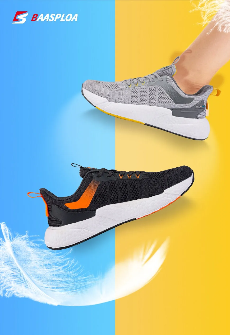 Men's Comfortable Knit Walking Shoes Breathable Fashion Sneaker Anti-Slip Shock-Absorbing Casual Sneakers Shoes