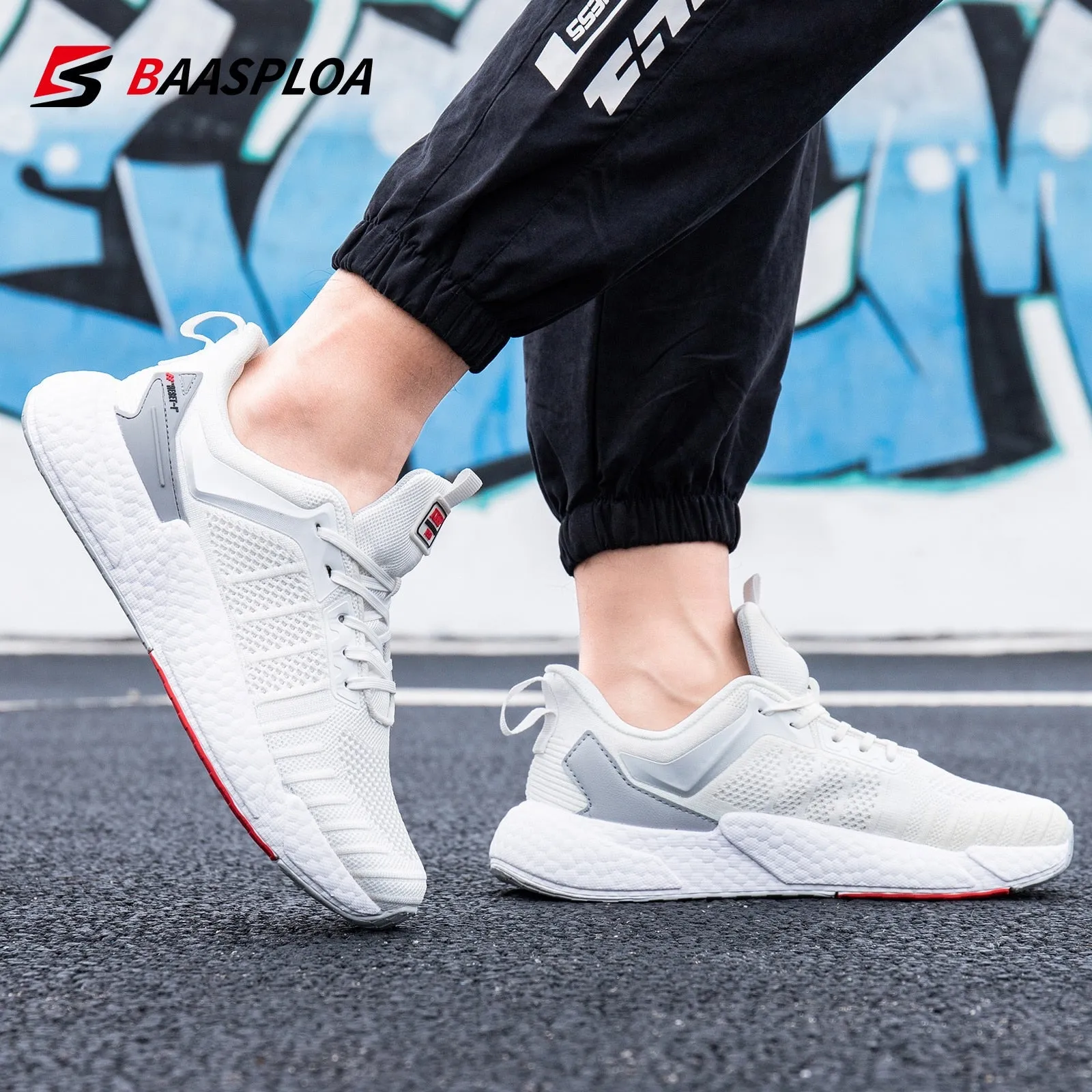 Men's Comfortable Knit Walking Shoes Breathable Fashion Sneaker Anti-Slip Shock-Absorbing Casual Sneakers Shoes