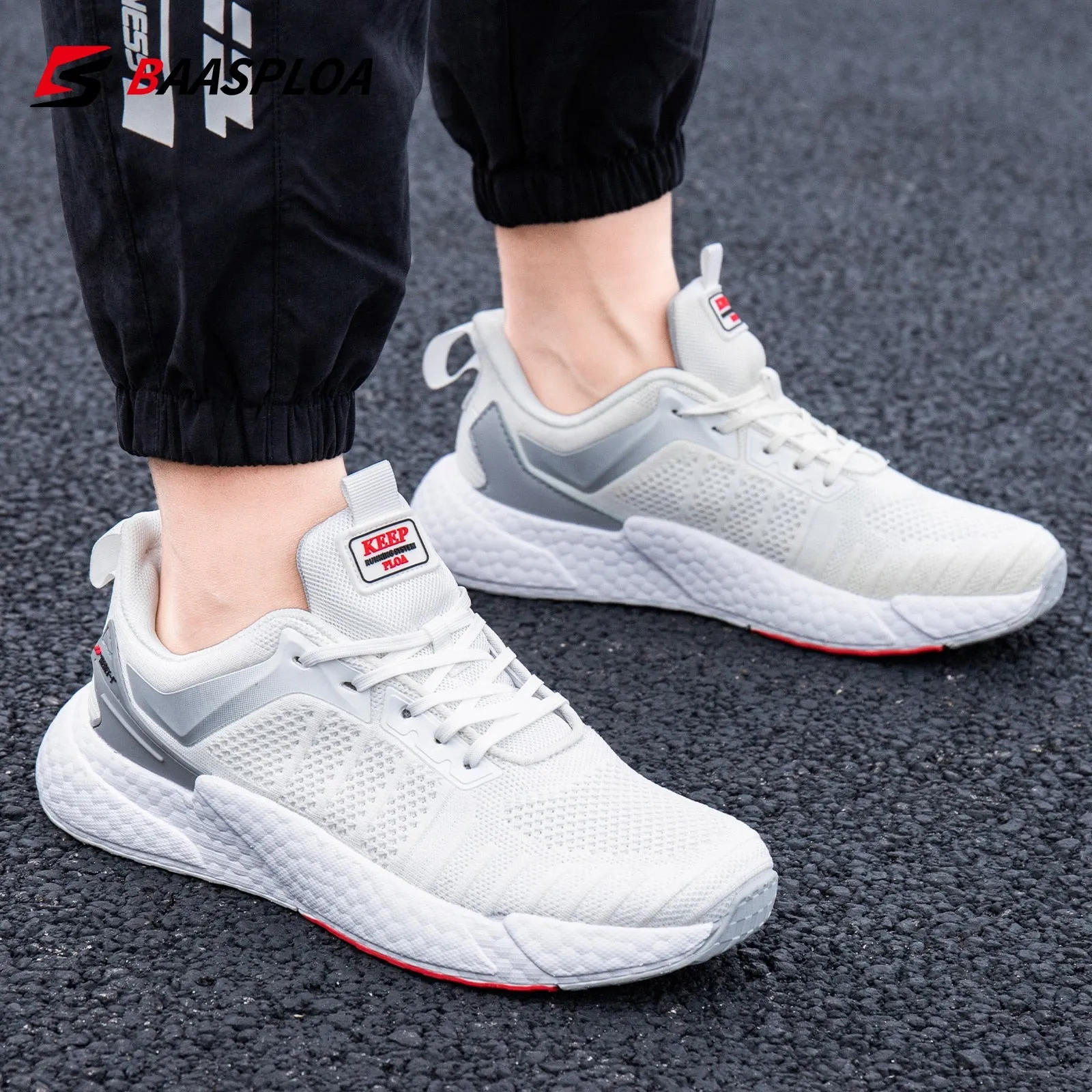 Men's Comfortable Knit Walking Shoes Breathable Fashion Sneaker Anti-Slip Shock-Absorbing Casual Sneakers Shoes