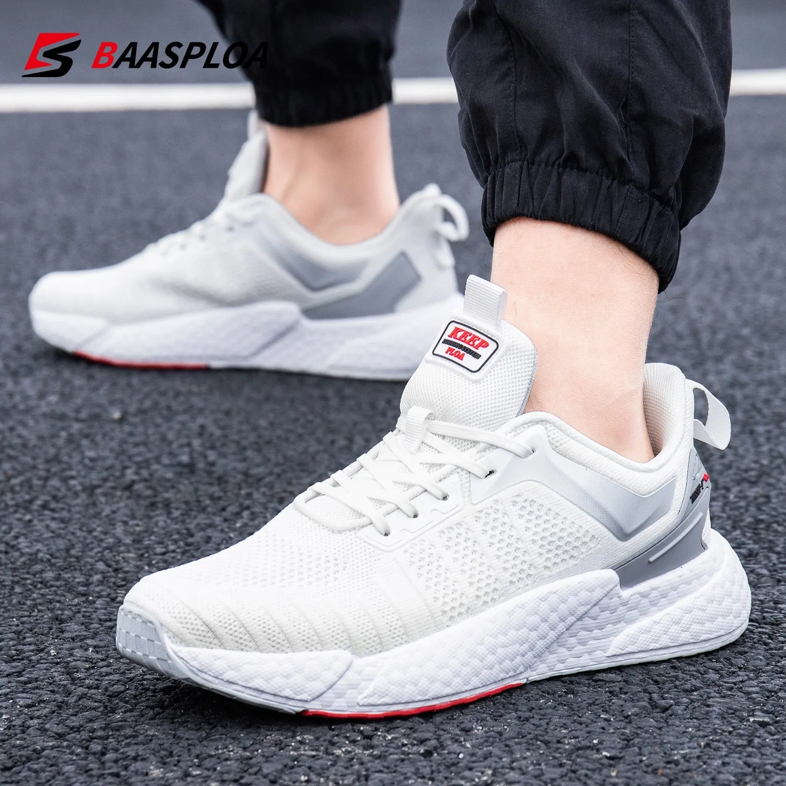 Men's Comfortable Knit Walking Shoes Breathable Fashion Sneaker Anti-Slip Shock-Absorbing Casual Sneakers Shoes