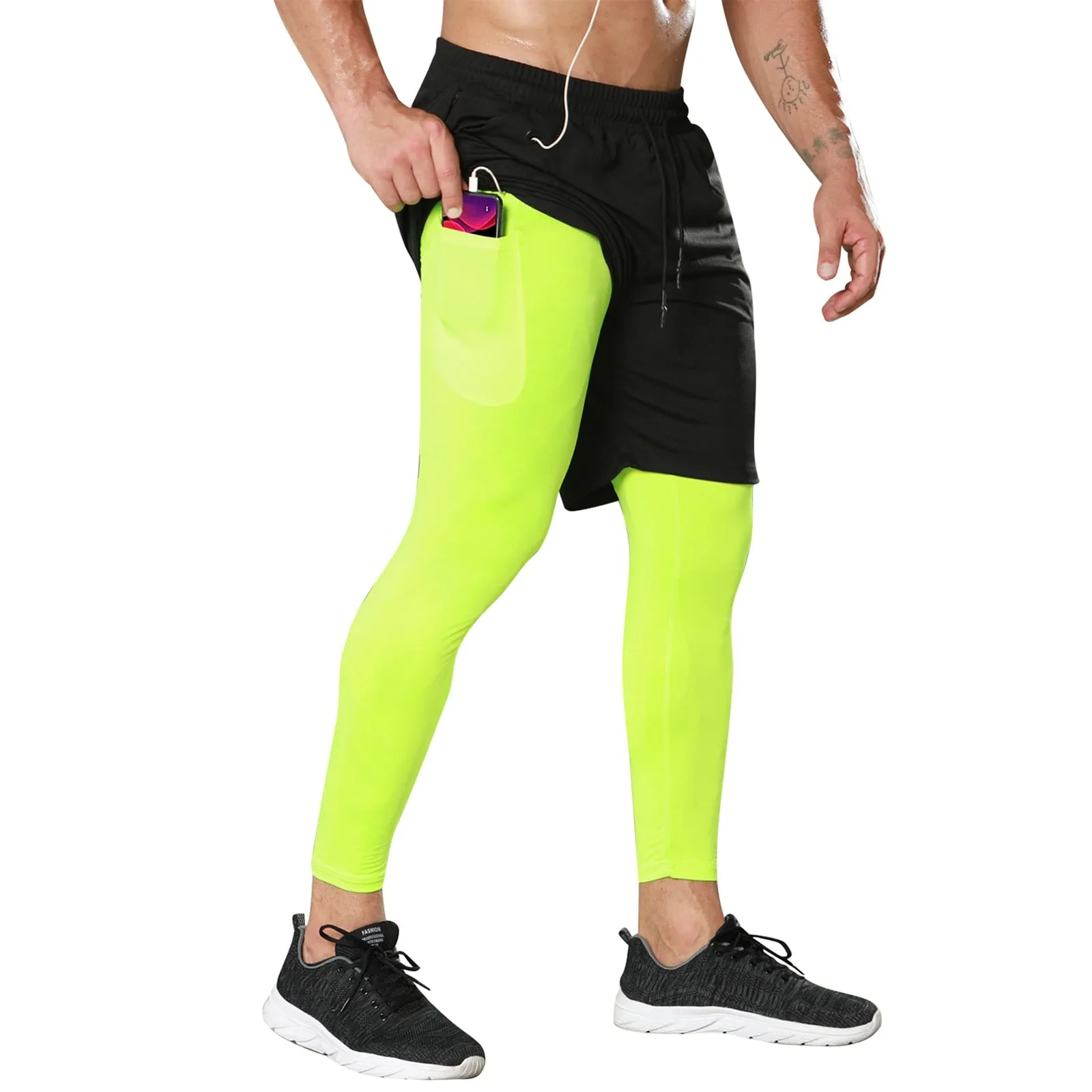 Men's Gym Pants Outdoor Tights Double-Layer Quick Drying Bodybuilding Casual Fitness Running Workout Basketball Sweatpants