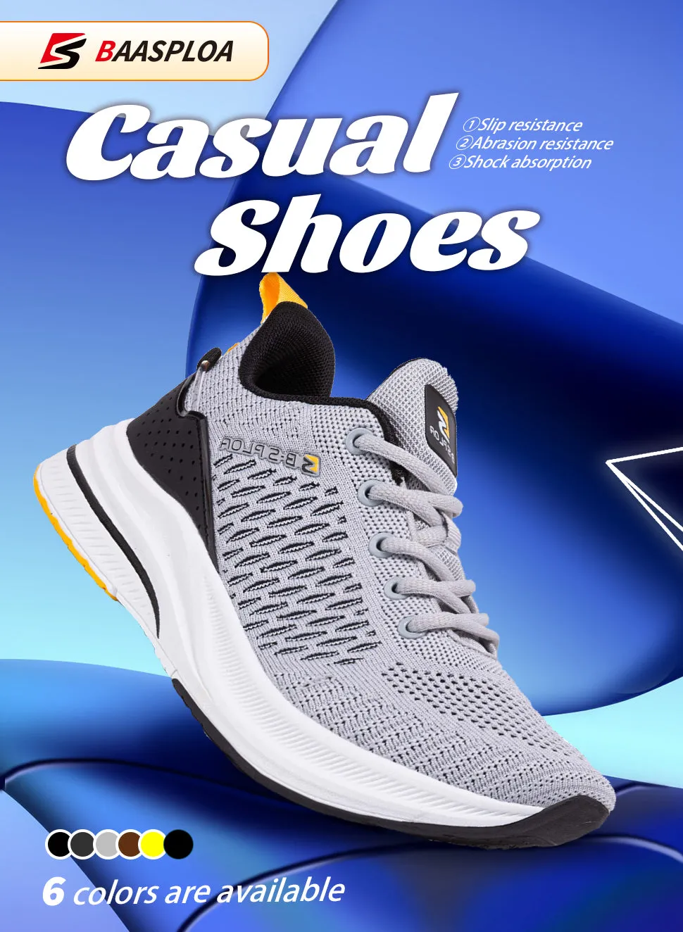 Men's Knit Casual Walking Breathable Trendy Sneakers Original Light Shock Absorption Male Tennis Shoes