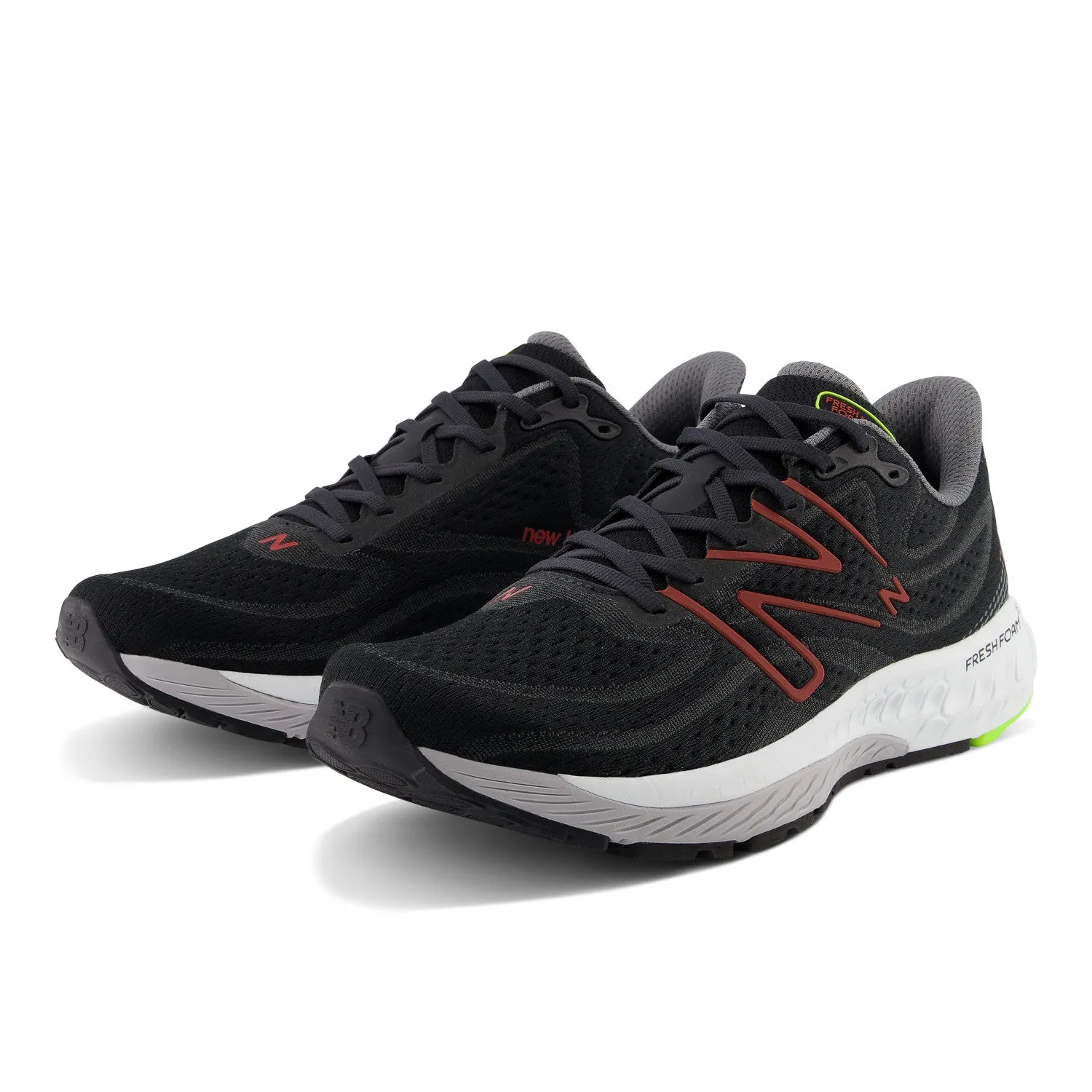 Men's New Balance Fresh Foam X 880v13 Color: Black with Brick Red