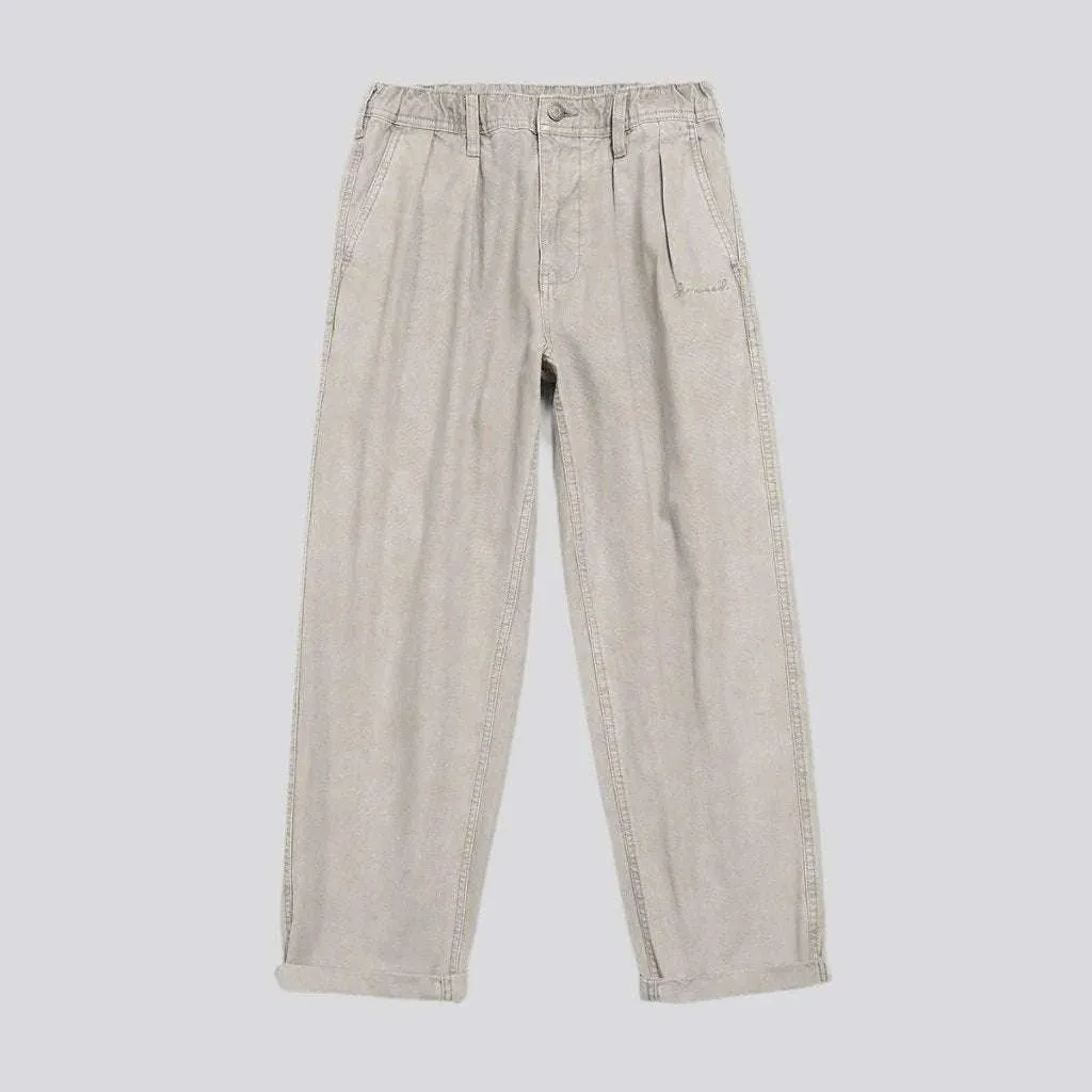 Monochrome high-waist denim pants
 for men