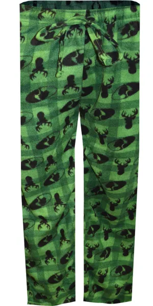 Mossy Oak Men's Green Plaid Fleece Lounge Pant