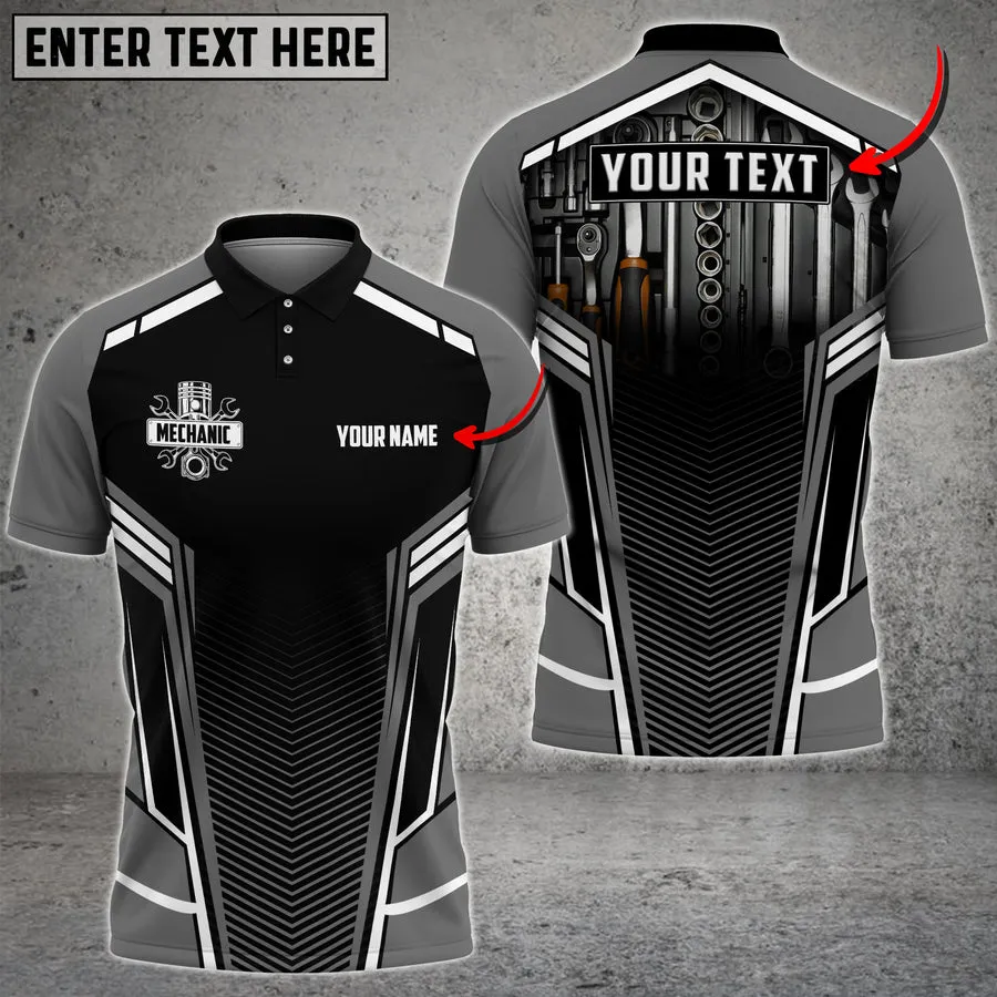 Personalized Colorful Mechanic Shirt Men 3D Polo Shirt For Mechanic Team Uniform