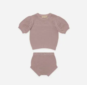 Quincy Mae Girls LILAC Organic Pointelle Knit Set