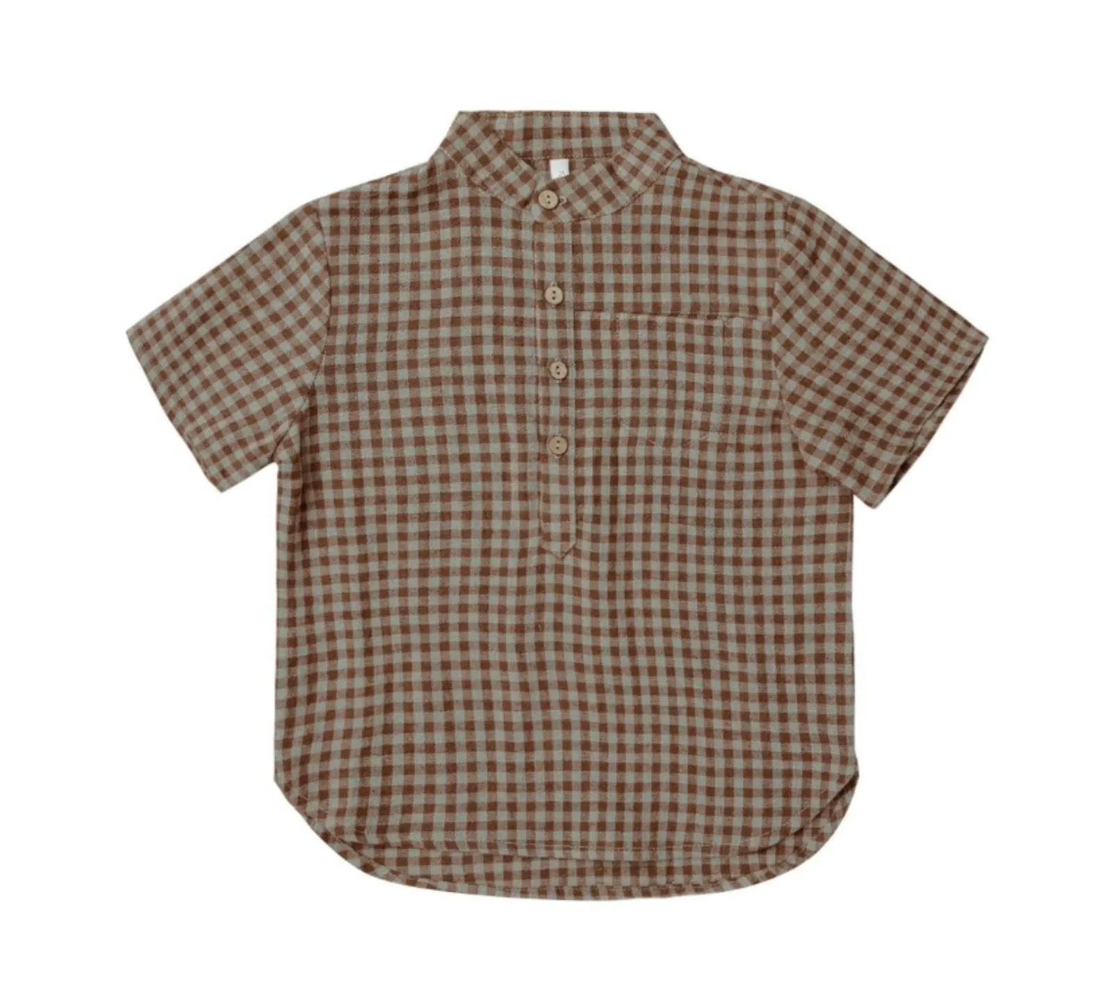 Rylee   Cru Baby to Youth Boys Chocolate Gingham Mason S/S Shirt