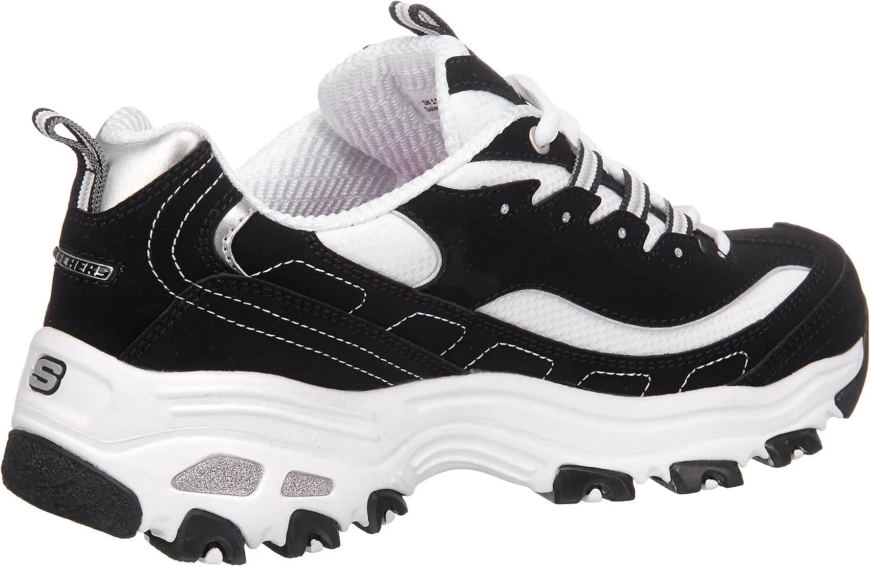 Skechers Sport Women's D'Lites Memory Foam Lace-up Sneaker,Biggest Fan Black/White