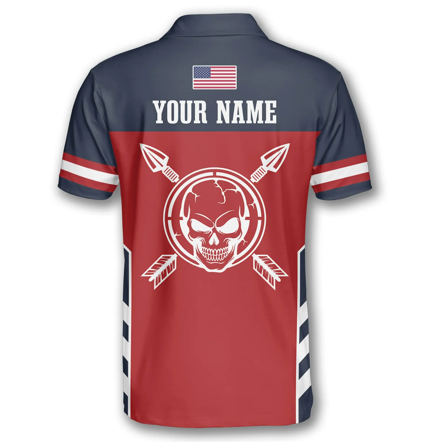 Skull Flag Red Navy Custom Archery Shirts for Men, Skull Shirt, Archery Skull Shirt