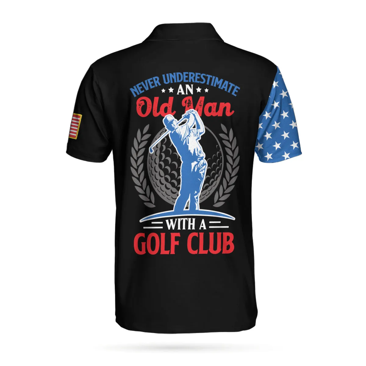 Skull Golf With American Flag Polo Shirt, Never Underate An Old Man Golfer Polo Shirt, Best Golf Shirt For Men Coolspod