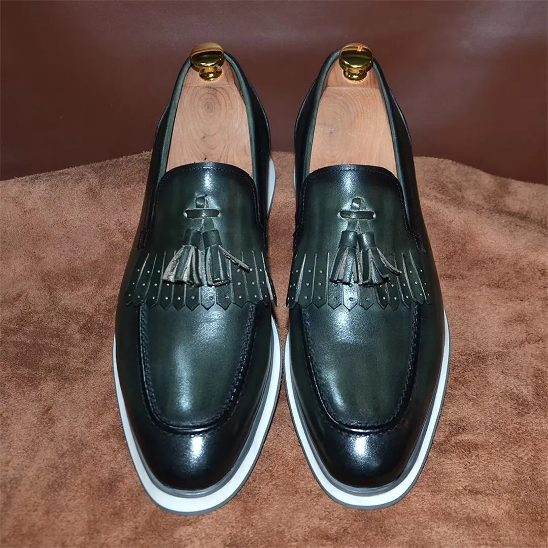 Sleek Slip-On Cow Leather Dress Shoes