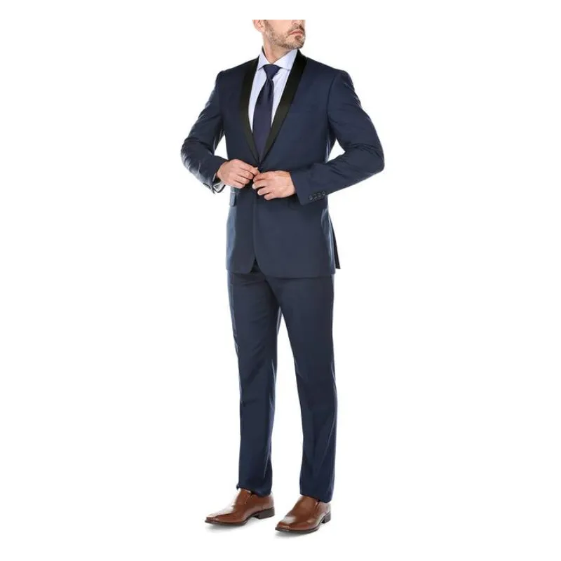 Slim Fit Shawl Collar Tuxedo Jacket and Pant 2 pc Set | Navy