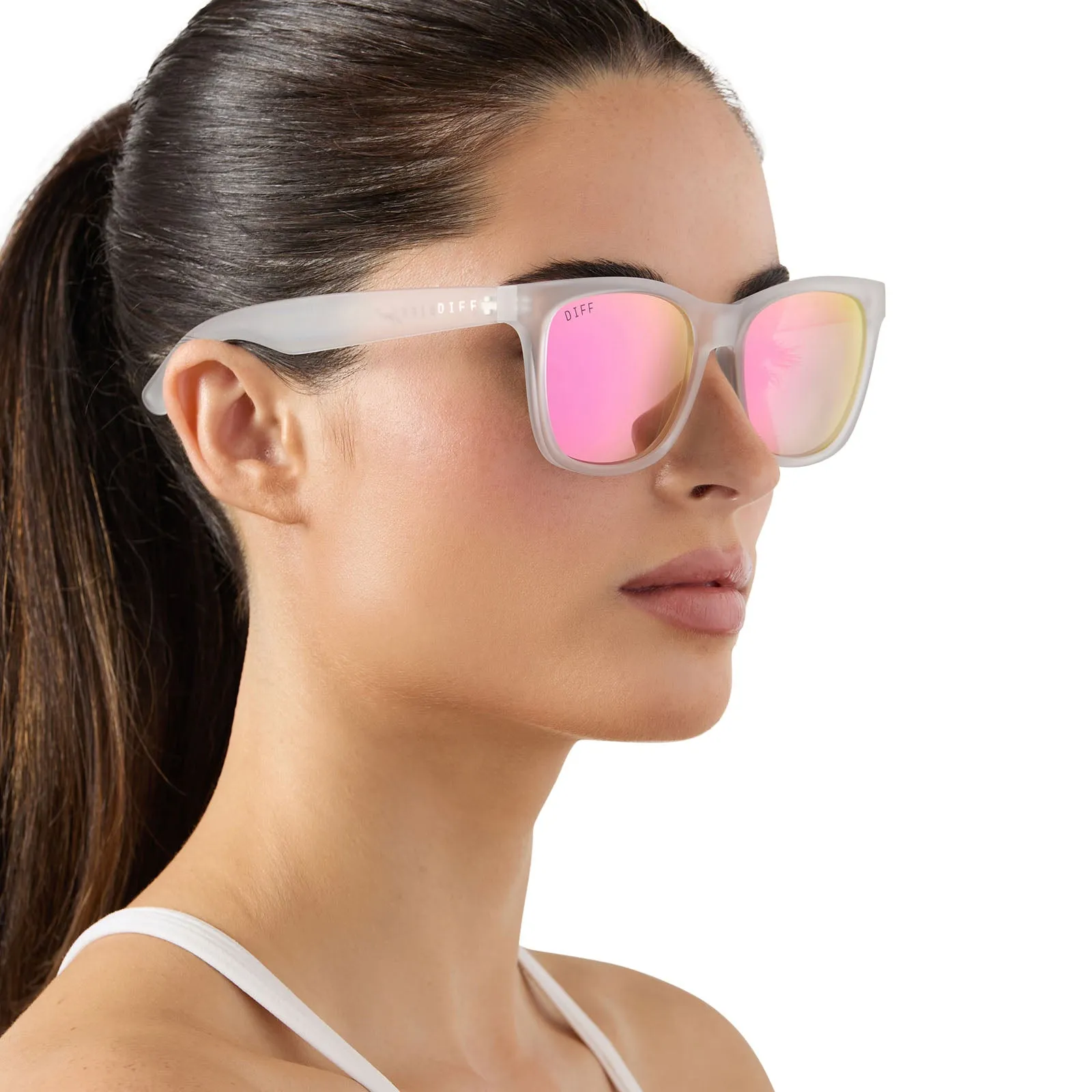 STORM - FROSTY MATTE CRYSTAL CLEAR   PINK MIRROR   POLARIZED SUNGLASSES