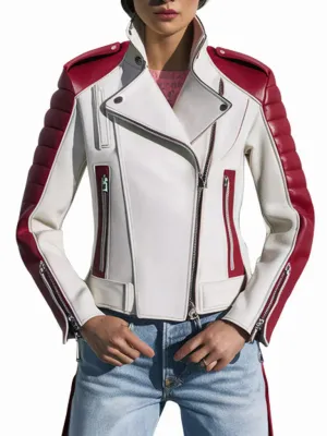 Women's Faux Leather Artisanal Motorcycle Racing Jacket