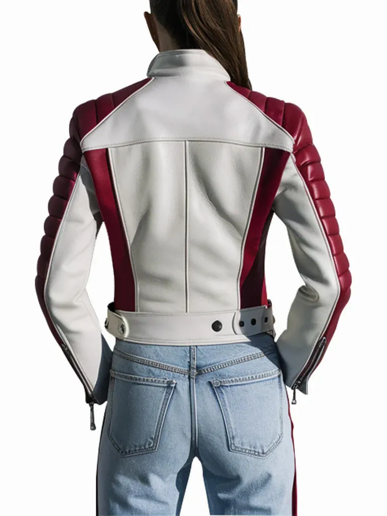 Women's Faux Leather Artisanal Motorcycle Racing Jacket