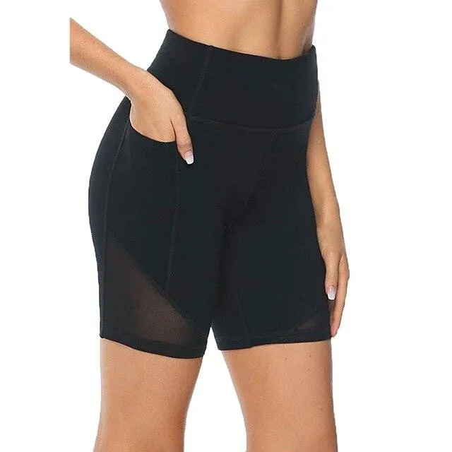 Women's High Waist Yoga Short - Abdomen Control Training Running Yoga Leggings (4U32)