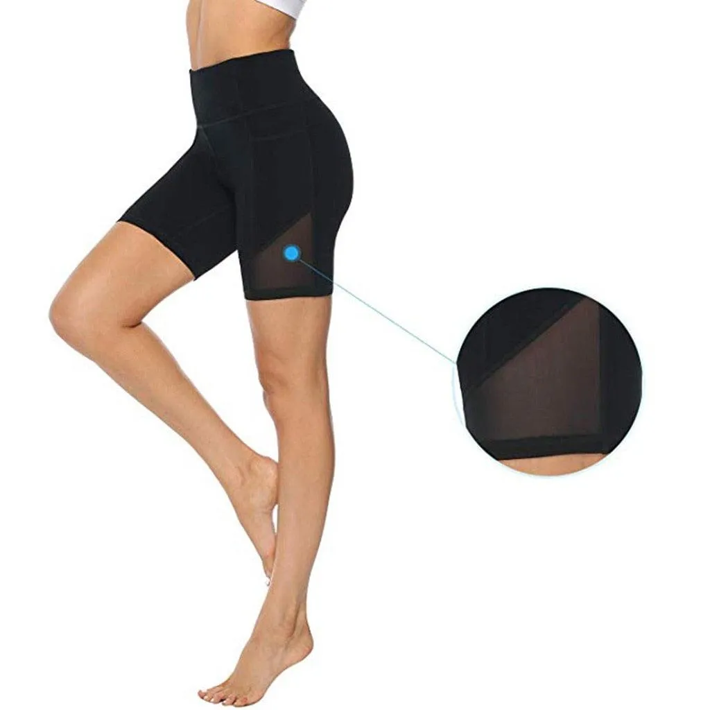 Women's High Waist Yoga Short - Abdomen Control Training Running Yoga Leggings (4U32)