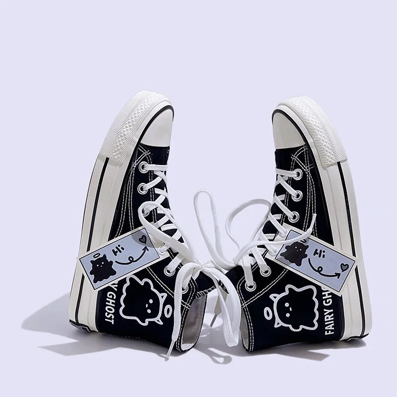 Womens Mens Students Fairy Ghost High Top Canvas Sneakers