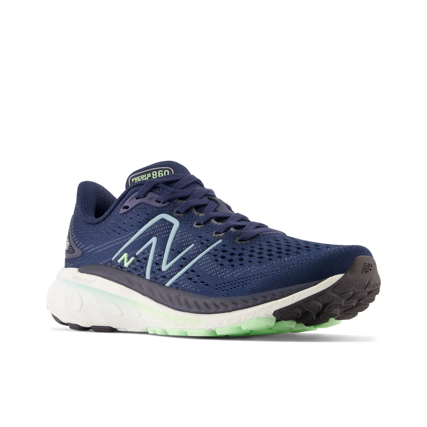 Women's New Balance Fresh Foam X 860v13 Color: Nb Navy with Bleach Blue and Green Aura