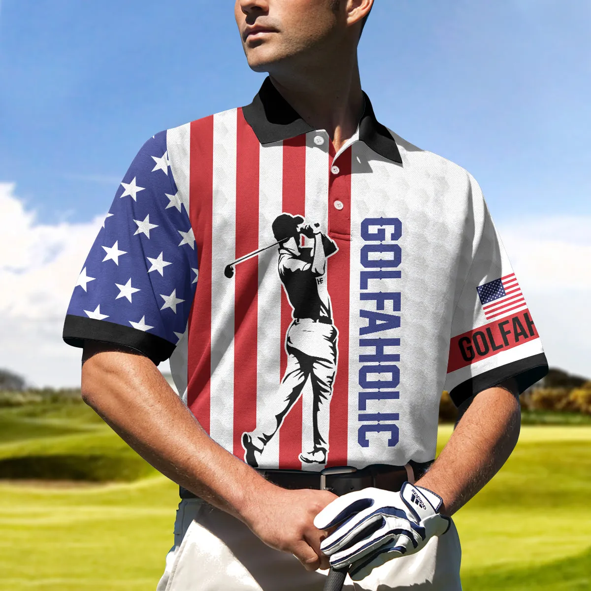 Your Hole Is My Goal Golfaholic American Flag Polo Shirt, Patriotic Golf Shirt For Men Coolspod