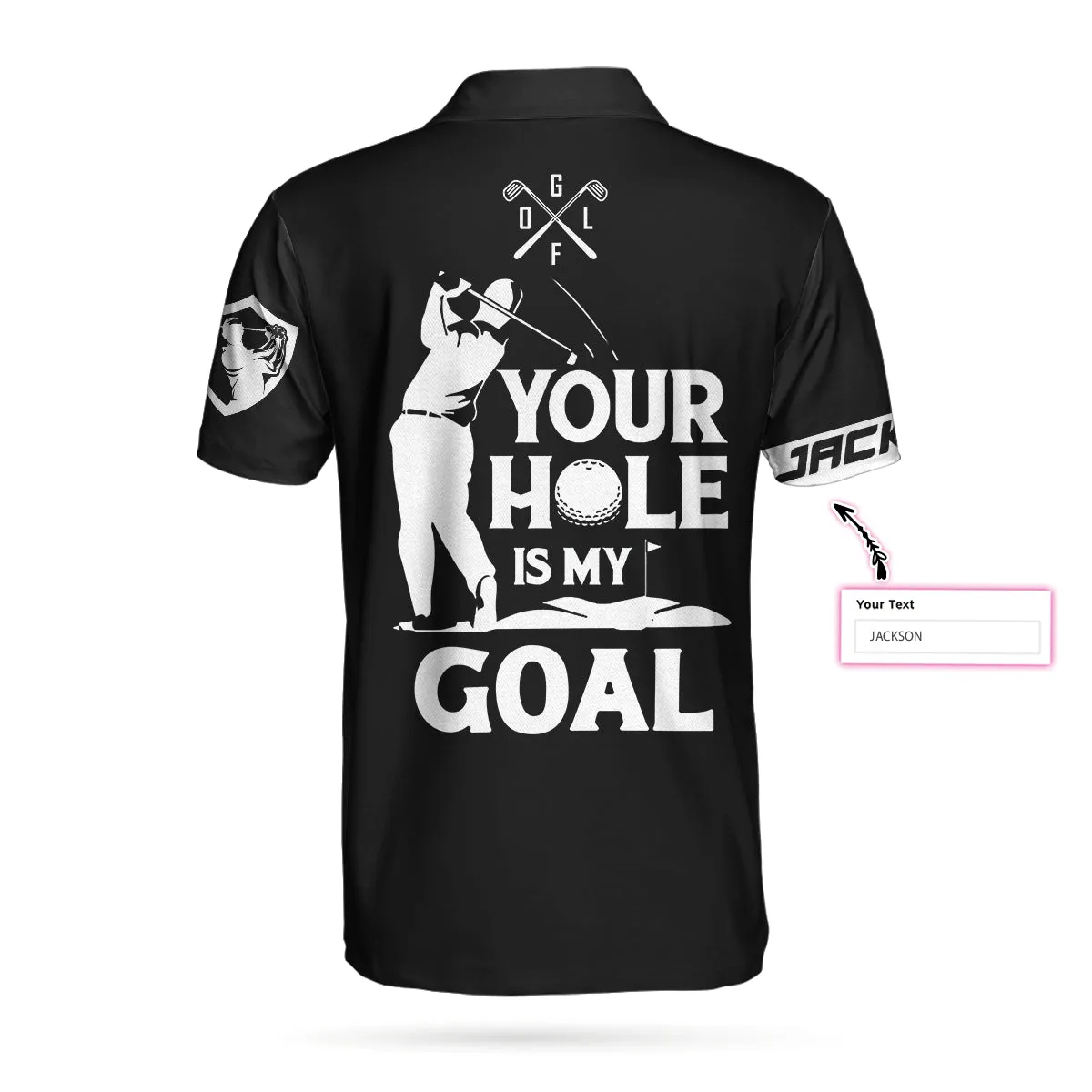 Your Hole Is My Goal New Version Custom Polo Shirt, Personalized Black American Flag Golf Shirt For Men Coolspod