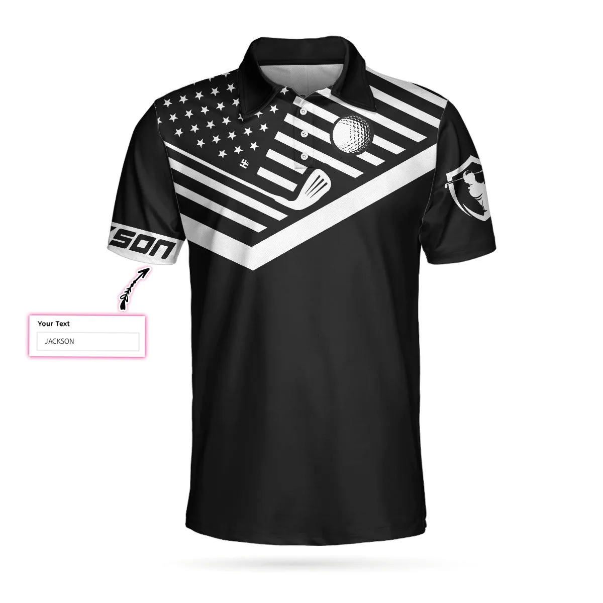 Your Hole Is My Goal New Version Custom Polo Shirt, Personalized Black American Flag Golf Shirt For Men Coolspod